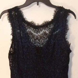 Betsy & Adam Mini Sleveless Black and Blue Lace Dress Size 12